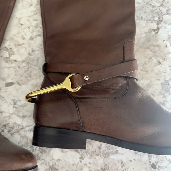 Beautiful Lauren Ralph Lauren Brown Leather Riding Boots Size 8 - Picture 3 of 10
